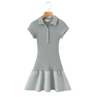 Vestido Mini de Moda para Mujer de Otoño Patchwork de Punto Americano con Cuello de Gorro y Mangas Cortas Vestido Grueso y Elegante para Ellas - details 0
