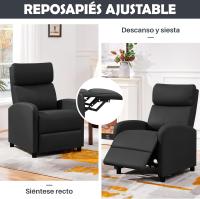 Sillón de Masaje Sillón Relax Silla Butaca Sofá Sillón Ajustable Sillón de Relajación con Función Reclinable para Sala de Estar Negro - details 4