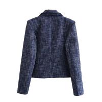 BUNO-Chaqueta de traje de Tweed para mujer, de doble botonadura Chaqueta corta, abrigo ajustado, Tops informales, Blazers de lana para mujer, ropa de calle, Otoño e Invierno - details 4