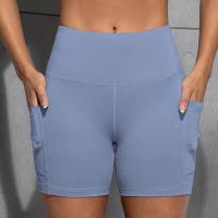 Pantalones cortos de Yoga con dos bolsillos para mujer, pantalones cortos elásticos para correr al aire libre, Color sólido, levantamiento de glúteos, ciclismo, ropa deportiva femenina - details 10