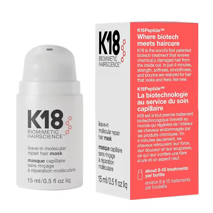 Mascarilla molecular sin enjuague K18, repara el cabello seco o dañado, revertir daños capilares causados ​​por lejía, color, servicios químicos y calor - 1
