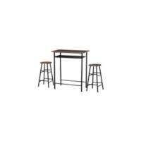 Juego de mesa moderna con 2 sillas altas y taburetes para comedor, juego de 3 muebles para ahorrar espacio para cocina, balcón, restaurante o bar, marrón y negro - details 7