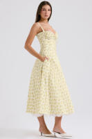 Vestido midi de satén con tirantes finos para mujer, abertura frontal, ahuecado, con bolsillos - details 35