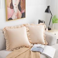 Funda de almohada suave con volantes de Color sólido, funda de almohada cuadrada Vintage, funda de cojín delicada de 45CM para sala de estar/oficina - details 6