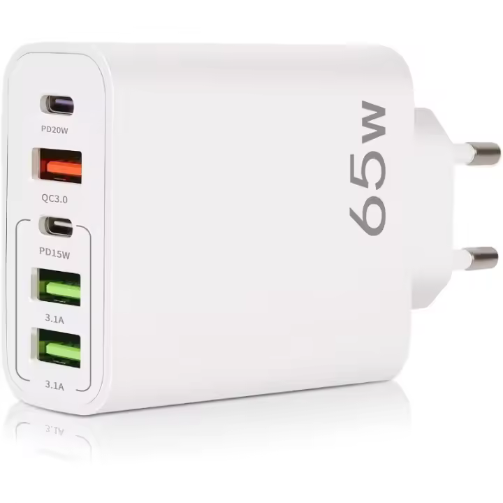 Cargador USB C de 65 W con 5 Puertos Cargador Inteligente QC 3,0 para iPhone, Samsung, Tablet - 1