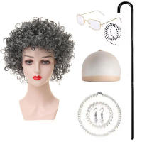Peluca, pelo corto rizado abuela, conjunto de Peluca de mediana edad y ancianos - details 10