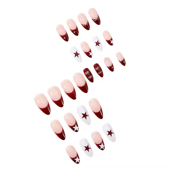 Uñas manicura francesa con encantadoras puntas rojas, cómodas de llevar, para uso diario y fiestas. - 1
