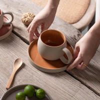 Chaozhou tazas y platillos de café retro cerámica gruesa personalidad creativa café con leche simple cerámica arena pequeño mate - details 2