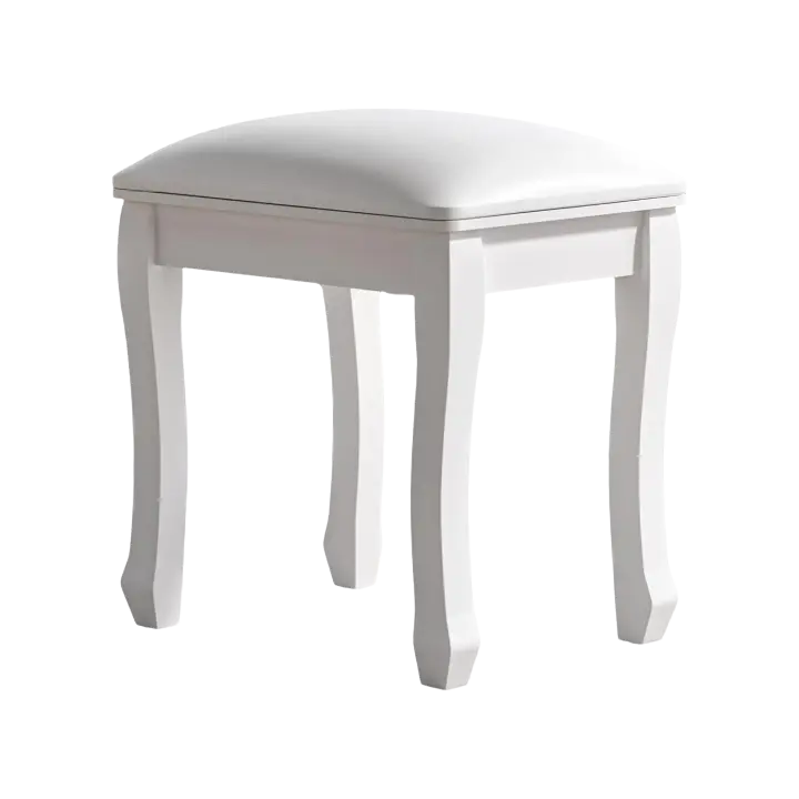 Taburete Moderno Recubierto de Almohadillas Antideslizantes Blanco Ideal para Vestidor, Dormitorio, Entrada, Patas Curvas - 1