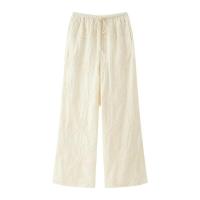 - Acogedora moda de verano bordada para mujer, top hueco sin mangas con cuello redondo + pantalones rectos con cordón, informal sólido - details 8