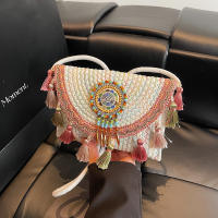 Bolso tejido a mano de verano estilo étnico de paja 2025 moda de interés especial nueva bandolera de hombro para vacaciones en la playa - details 0