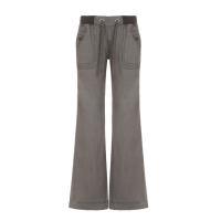 Pantalones de tejido con empalme acanalado de calle, pantalones anchos rectos con herramientas delgadas, pantalones vaqueros informales con correa - details 1
