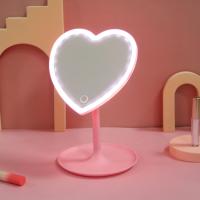 Espejo Maquillaje con Luz En Forma De Corazón Para Escritorio,3 Niveles de Brillo Ajustables para Baño - details 0