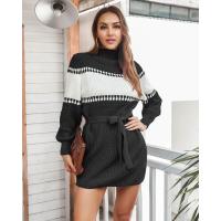 Mini vestido de crochet con lazo para mujer Moda de promoción de cuello alto - details 2