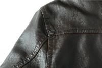 Chaqueta de cuero para motocicleta cortavientos con cremallera y cuello levantado de PU para hombre, informal, ajustado, de lana, para invierno, Otoño e Invierno - details 15