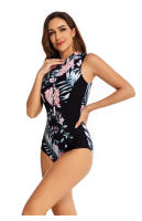Monokini de tres baños para surf con estampado de cremallera y manga larga con protección UV para mujer - details 6