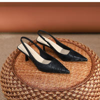 Sandalias de aguja nuevas, sencillas y versátiles, con estampado de leopardo y espalda puntiaguda. - details 28