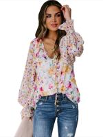 Blusa de gasa con botones Primavera Verano y elegantes blusas florales para mujer, nueva camisa juvenil de manga larga para mujer - details 1