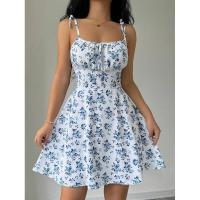 Vestido corto con tirantes florales nuevo estilo francés de verano - details 8