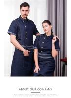 Uniforme de chef de algodón de mezclilla de alta calidad para hombre, ropa de trabajo de panadería de restaurante de cocina, chaqueta con delantal, abrigo de cocinero de servicio de alimentos - details 1