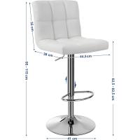 Taburete de Bar Regulable en Altura Diseño Giratorio de 360° con Resalto y Brazo Acero Cromado - details 13