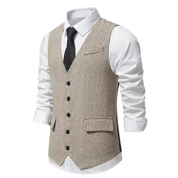 Chaleco de traje informal para hombre, chaleco Formal ajustado, chaleco de boda de negocios X - 1