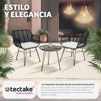 Conjunto de Jardín Exterior de Acero Resistente a la Intemperie 2 Sillas con Cojines (Fundas Extraíbles), 1 Mesa con Cristal Natural - details 11