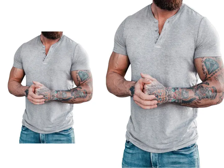 Camiseta de manga corta Henley para hombre, ropa informal de algodón, gris claro, M-6XL, paquete de 2 - 1