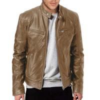 Chaqueta de cuero para hombre, chaqueta informal de moda para motocicleta, chaqueta de PU con cuello ajustado, chaqueta de cuero a prueba de viento para otoño e invierno, estilo para hombre - details 3