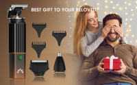 Cortapelos para hombres con cuchilla en T, afeitadora eléctrica, afeitadora, juego de recortador de pelo de nariz, recortador de barba, kit de aseo 3 en 1 para nariz, oreja, cuerpo, cara, bigote, regalos para padre para él - details 3