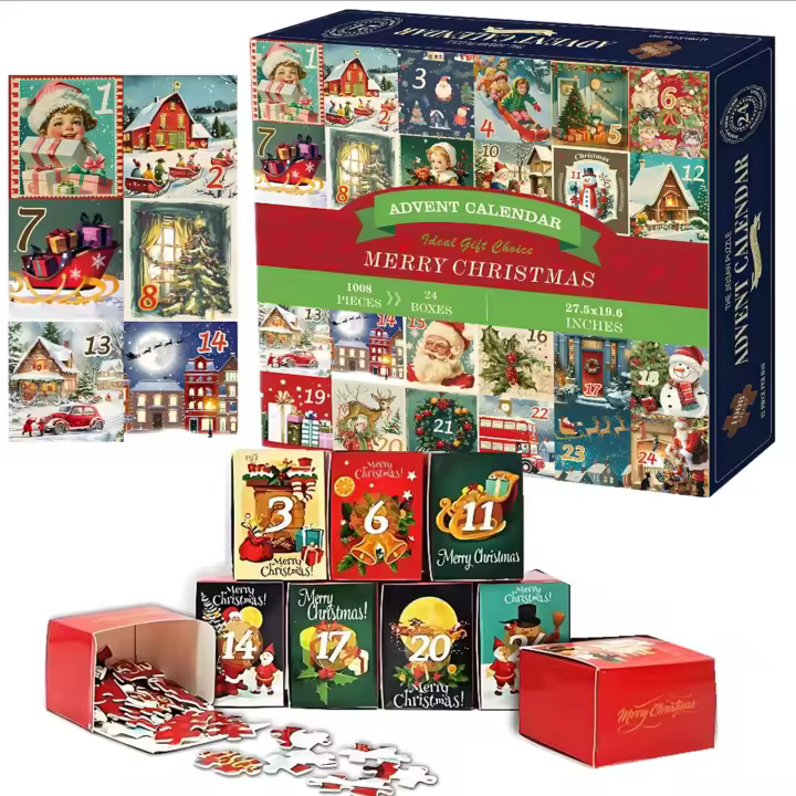 Calendario de Adviento de Navidad para adultos, 1000 piezas, cuenta atrás, 2024, regalo de Navidad - 1