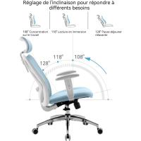 Silla de escritorio para computadora con reposacabezas ajustable y soporte lumbar, respaldo alto, silla ejecutiva giratoria para oficina en casa (azul claro) - details 5
