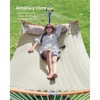 Hamaca Doble Tapizada Hamaca de Jardín con Barras Curvas de Bambú Separables - details 3