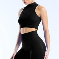Dynamic 1/4 Zip Tank Chaleco deportivo de yoga para mujer Color sólido Ajuste ajustado Traje de fitness suave para mujer Traje de yoga Top Gimnasio Running Traje de ciclismo - details 5