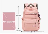 Mochila escolar grande de nailon para chicas adolescentes, morral impermeable para ordenador portátil, color negro - details 7