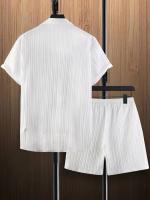 Traje informal a rayas para hombre, conjunto de dos piezas de alta calidad, talla estadounidense, Color sólido, moda de verano - details 15