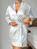 Conjunto de pijama con ribete de encaje de seda, adecuado para que las mujeres usen batas cómodas y pijamas sexys. - details 5