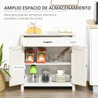 Buffet 1 Cajón 2 Puertas Estante Interior Ajustable Mueble Auxiliar Decorativo Comedor 80x397x80 cm Gris - details 12