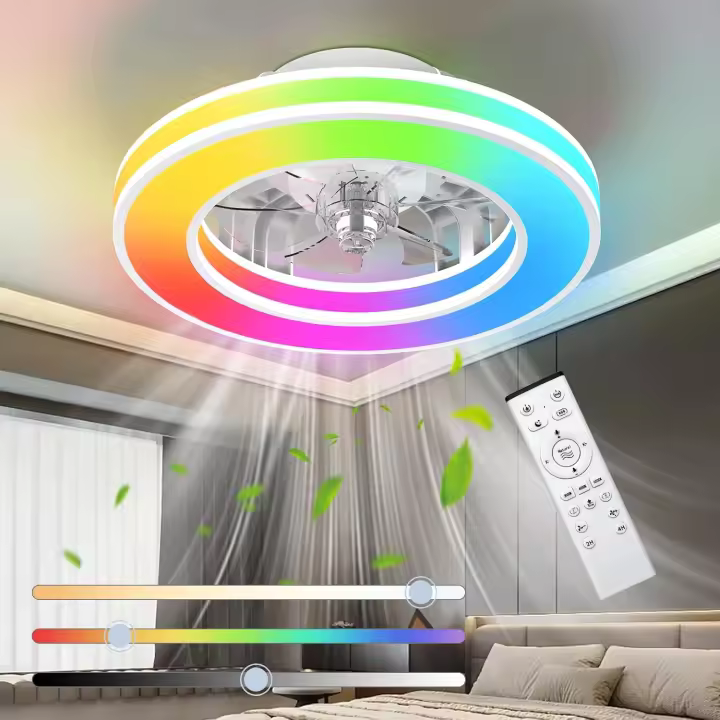 Ventilador de Techo con luz 40.5CM, Ventiladores de Techo 20W Silencioso, Regulable 3000K-4000K-6500K, 6 Velocidad del Viento con Control Remoto, Temporizador, Memoria de Luz, Ventilador Reversibles - 1