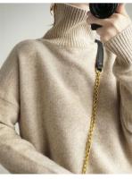 Otoño Invierno naranja cuello alto cachemir mujeres suéter grueso Casual básico Jersey tejido suéter Tops sueltos - details 9