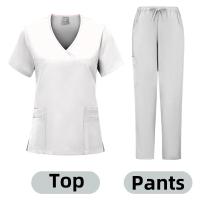Ropa de trabajo para salón de belleza y enfermera médica, bata clínica, Top + pantalón, Túnica de enfermería para médico de Spa, traje, uniformes quirúrgicos, conjunto exfoliante para mujer - details 12