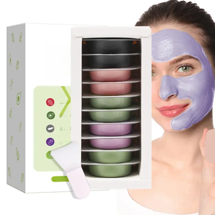 Conjunto de Mascarilla de Arcilla Hidratante-Iluminador 10pcs Hyalurónico Aceite VITAMINA E - 1