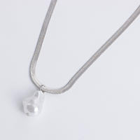 Collar con colgante de candado de perlas de estilo único para mujer, collar de doble capa de estilo moderno y frío - details 3