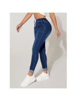 Pantalones vaqueros de mezclilla con cordón en la cintura para mujer, pantalones de tubo elásticos de cintura alta, pantalones de mujer - details 4
