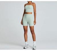 Conjunto de Yoga de Cintura Alta Ropa Deportiva de Nylon Antichoque para Mujeres Sin Mangas - details 16