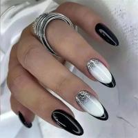 Juego De 24 Uñas Postizas En Arco Iris Y Gradient Long Pointed Acrílicas Removibles Estilo Francés Cobertura Total Para Fiesta - details 17