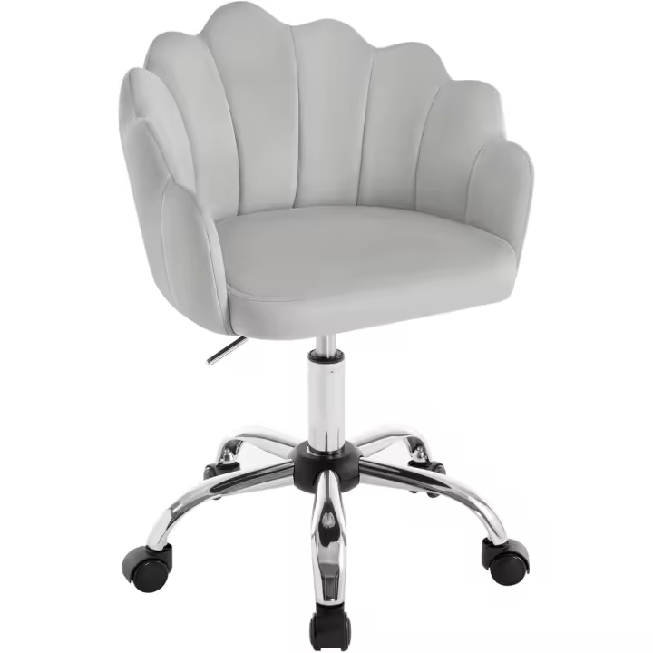 Silla Escritorio con Ruedas, Silla Ergonómica de Terciopelo con Respaldo, Sillón Lounge de Tocador - 1