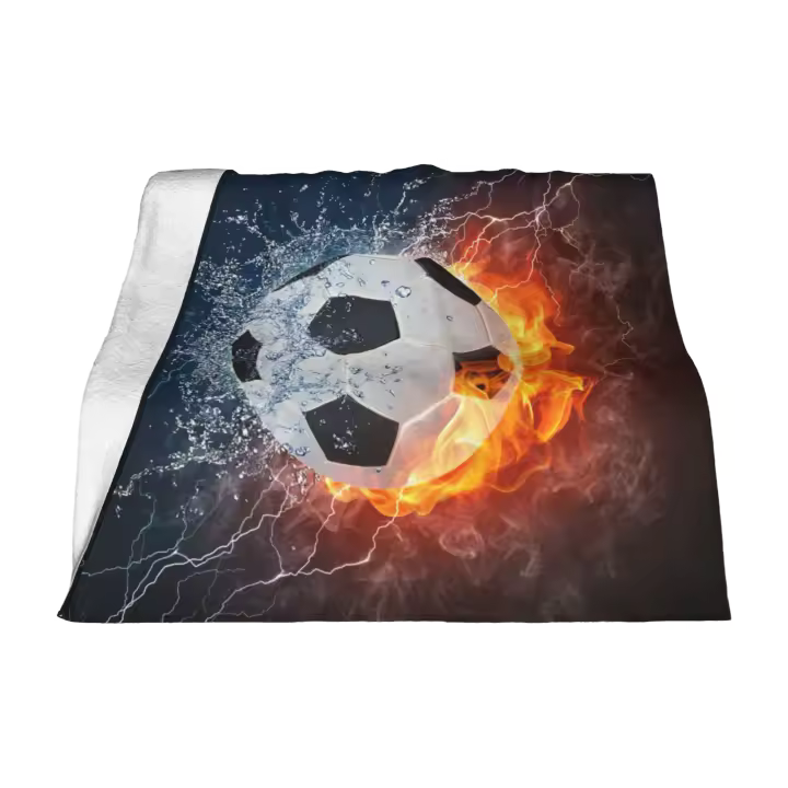 Manta de lana deportiva con bolas, mantas personalizadas de fútbol para el hogar, edredón fino de felpa de 125x100cm - 1
