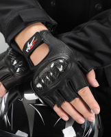 Guantes de Cuero de medio dedo para motocicleta, manoplas de Moto, Verano - details 1