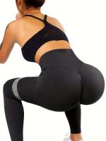 Pantalones de yoga para mujer, cintura alta color melocotón, abdomen levantado, glúteos, color sólido, moldeados, ajuste ajustado sin costuras - details 4